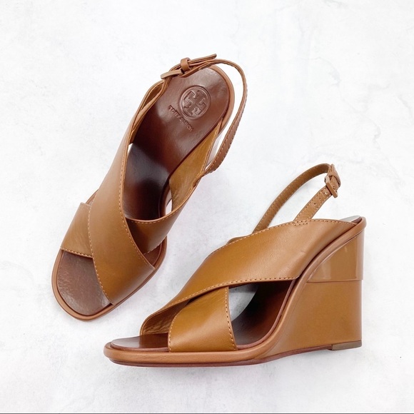 [Tory Burch] NWT Royal Crisscross Leather Sandals - Picture 1 of 8